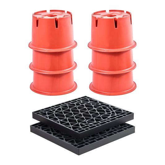 SucceBuy 2000 lbs Trailer Jack Blocks 8inch High 8 Pcs Camper Leveler Kit - 6 RV Leveling Blocks & 2 Pads for Travel Trailers