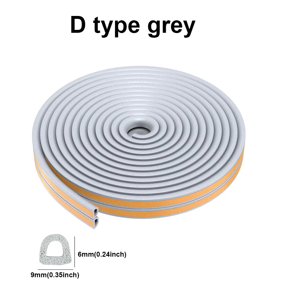 5m/10m DIEP Shape Door Seal Strip Self-adhesive Window WeatherStripping Insulation Noise Rubber Sealing Strip Draft Stopper Tape