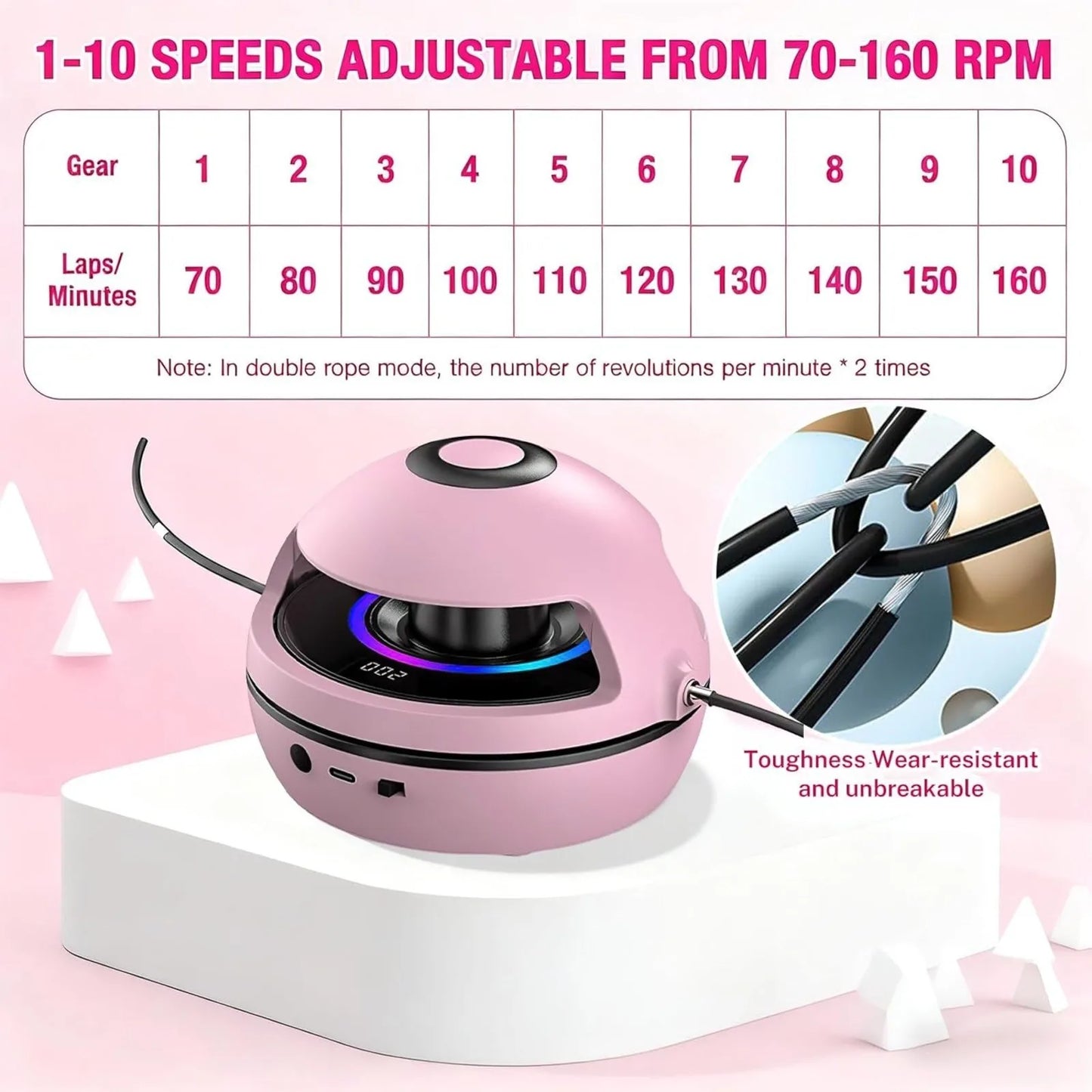 Automatic Music Jump Rope Skipping Machine Counter Electric LED Exercising Smart