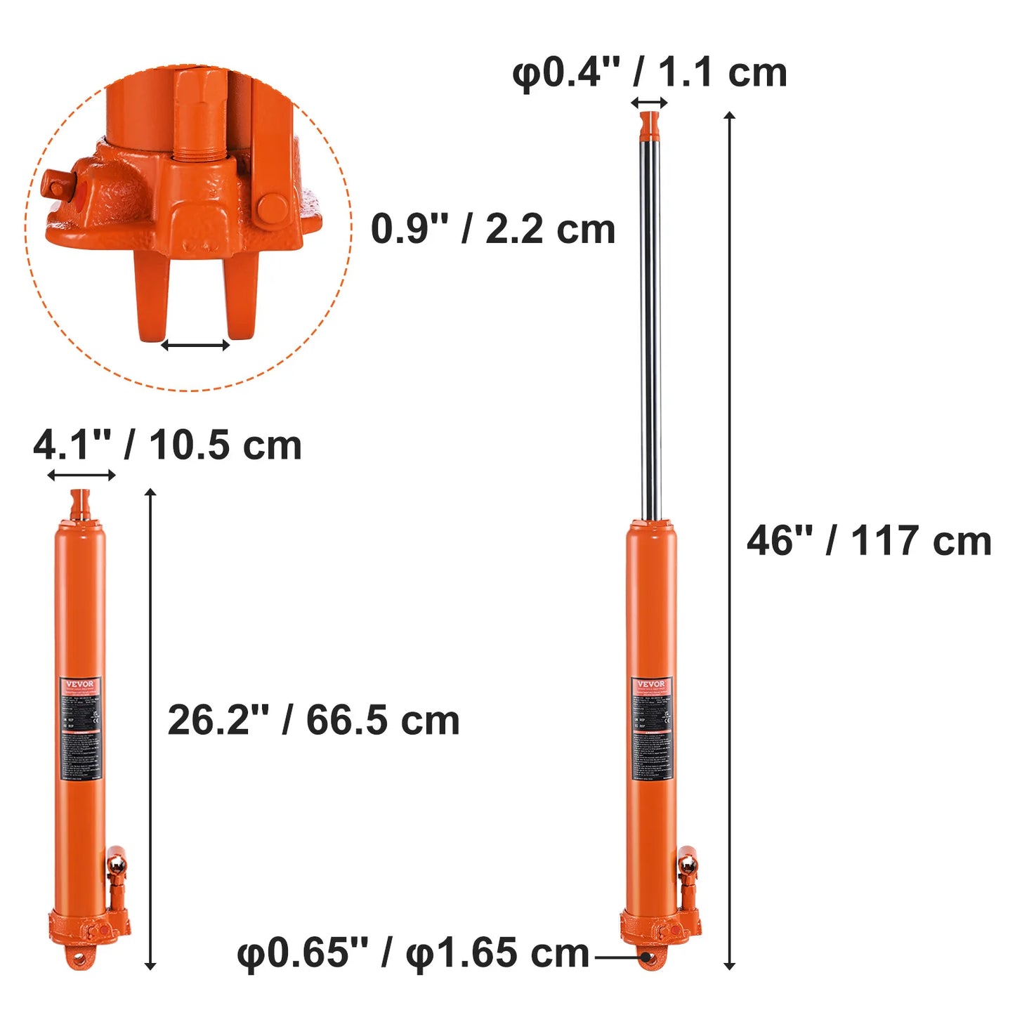 SucceBuy Hydraulic Long Ram Jack 3/8 Ton Engine Hoist Cylinder with Single Piston Pump And Clevis Base Hydraulic Ram Cylinder