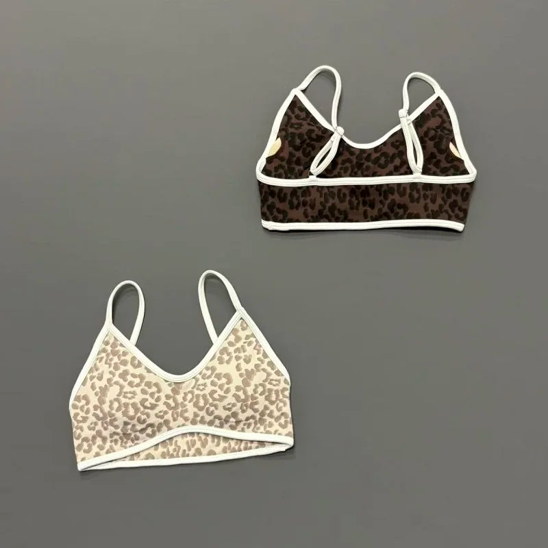 Women Leopard Print Sports Bra Wirefree Breathable Soft Comfortable Top High Support Push Up Gym Workout Yoga Fitness Bra