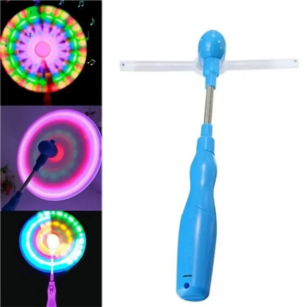 Random Color LED Music Windmill Spinner Glow Rainbow Flashing Windmill Rotating Toy Spinning Mini Handheld Light Up Windmill Toy