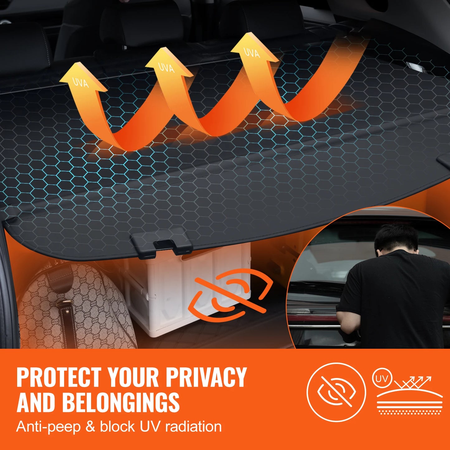 SucceBuy Retractable Cargo Cover Upgraded Waterproof Trunk Cover Security Shield Shade to Mazda CX-5 2017-2024 Rear Trunk Cover