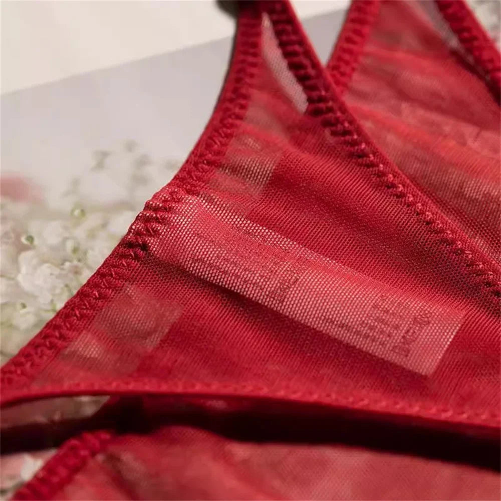 High Slit Women Seamless Thong Ultra-thin Mesh Sexy Underwear Transparent Gauze Sports Fitness G-string Plus Size