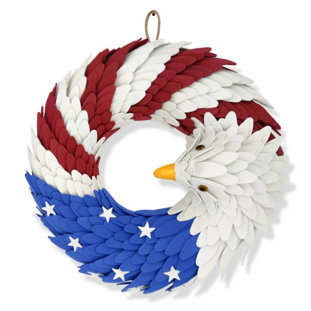 4th of July Wreath Patriotic American Wreath Festival Garland for Front Door Decorations