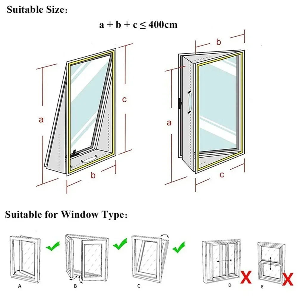 AirLock Window Seal for Portable Air Conditioner,3m 4m Flexible Cloth Sealing Plate Window Seal with With Zip and Adhesive Fast