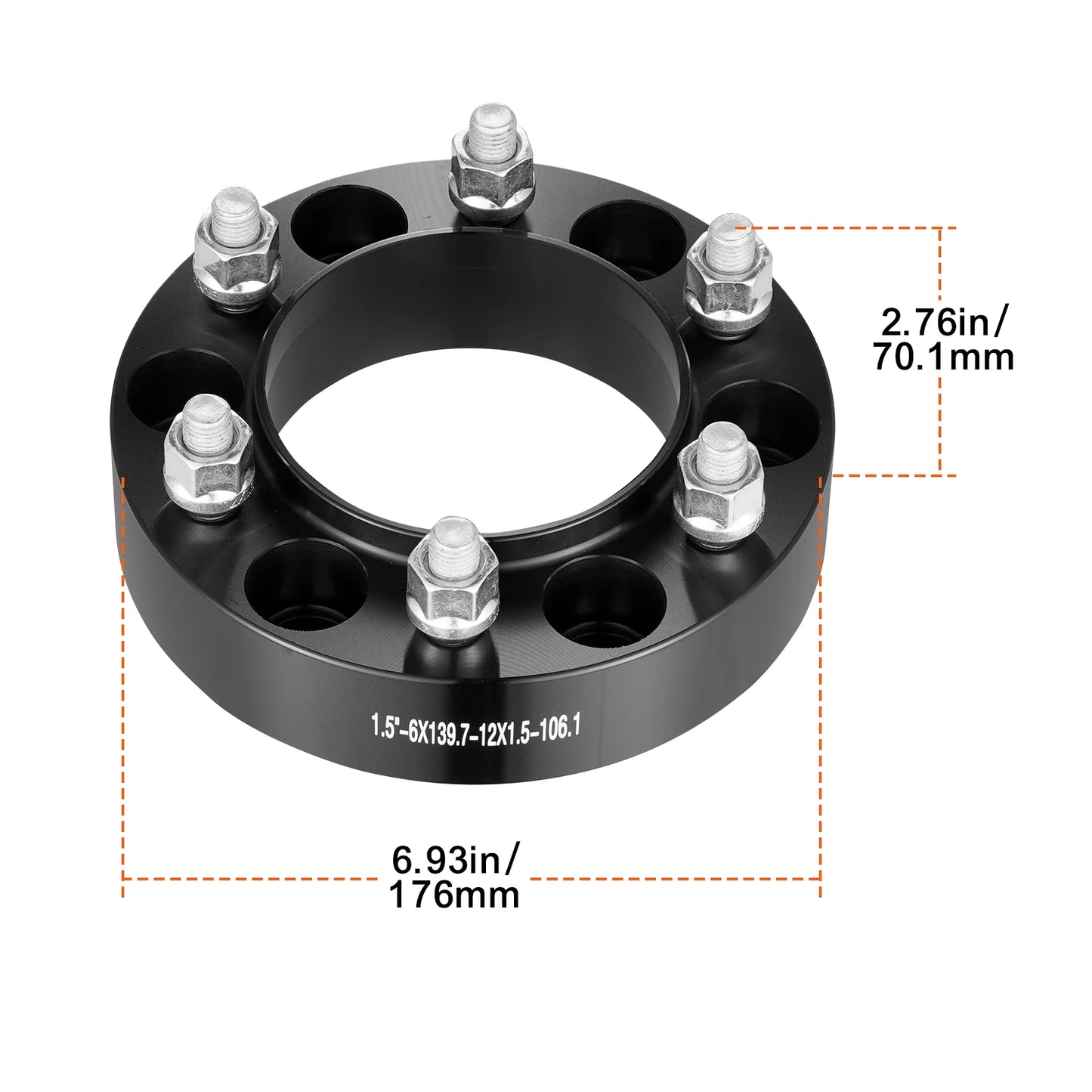 SucceBuy Wheel Spacers 8"x6.5" Wheel Adapters 8 Lug Forged Spacer 9/16"-18 Studs Spacers Dodge Ram 2500 Ram 3500 Ford F250 F350
