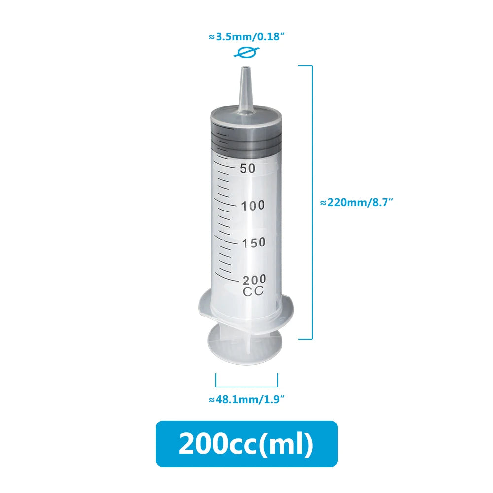 Large Capacity Syringe 50ml 100ml 150ml 200ml 250ml 350ml 550ml Plastic Injector Pump Oil Glue Fluid Reusable 100cm Hose Syringe