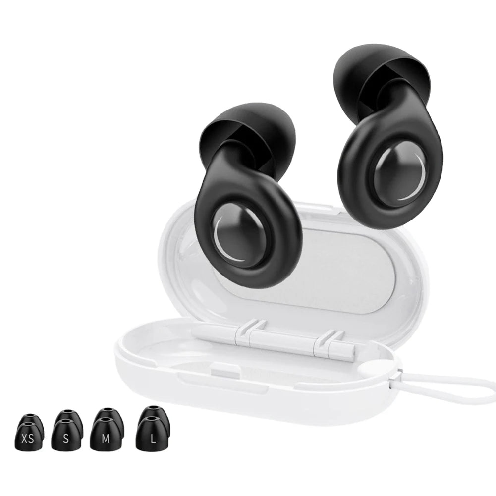 Silicone Ear Plugs Noise Cancelling Reusable Hearing Protection Anti-noise Earplugs with 10 Eartips & Carrying Case for Sleeping