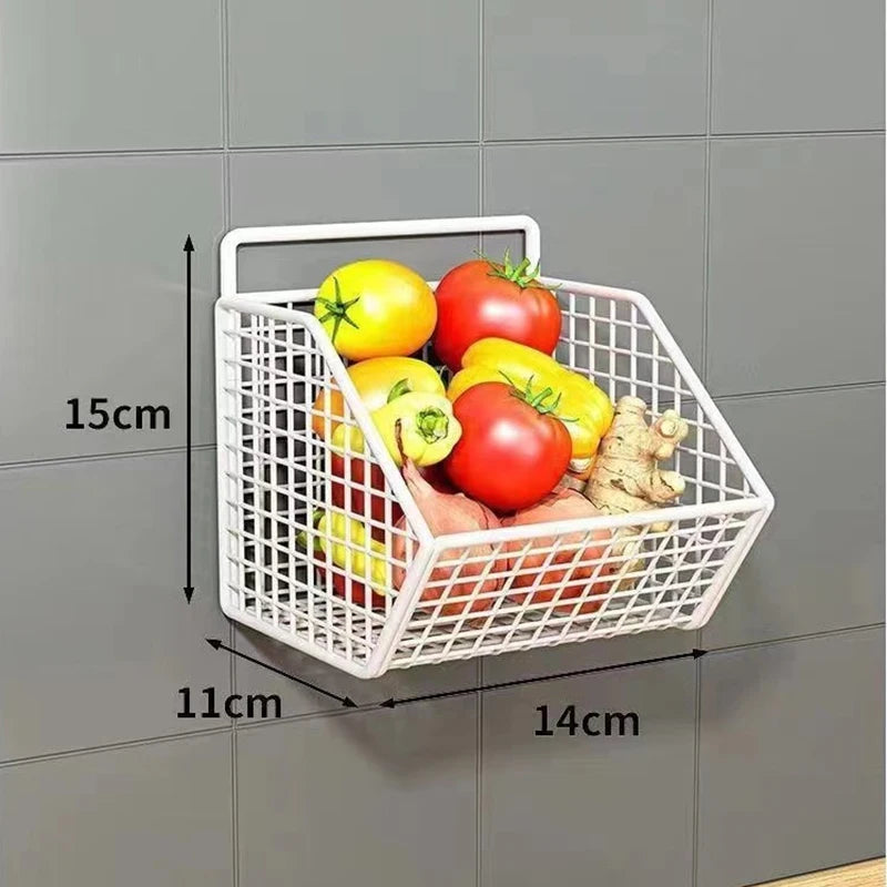 Wall Mounted Kitchen Storage Basket Durable Wire Storage Rack for Vegetables and Fruits Suitable for Home Organization 2030