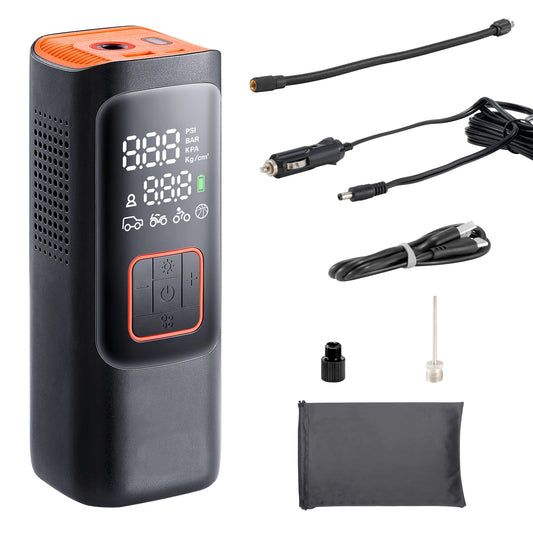 SucceBuy Tire Inflator Portable Air Compressor 7800 mAh Battery&12 V DC Dual Power 2X Faster 160PSI for Car Motorcycle Bike Ball