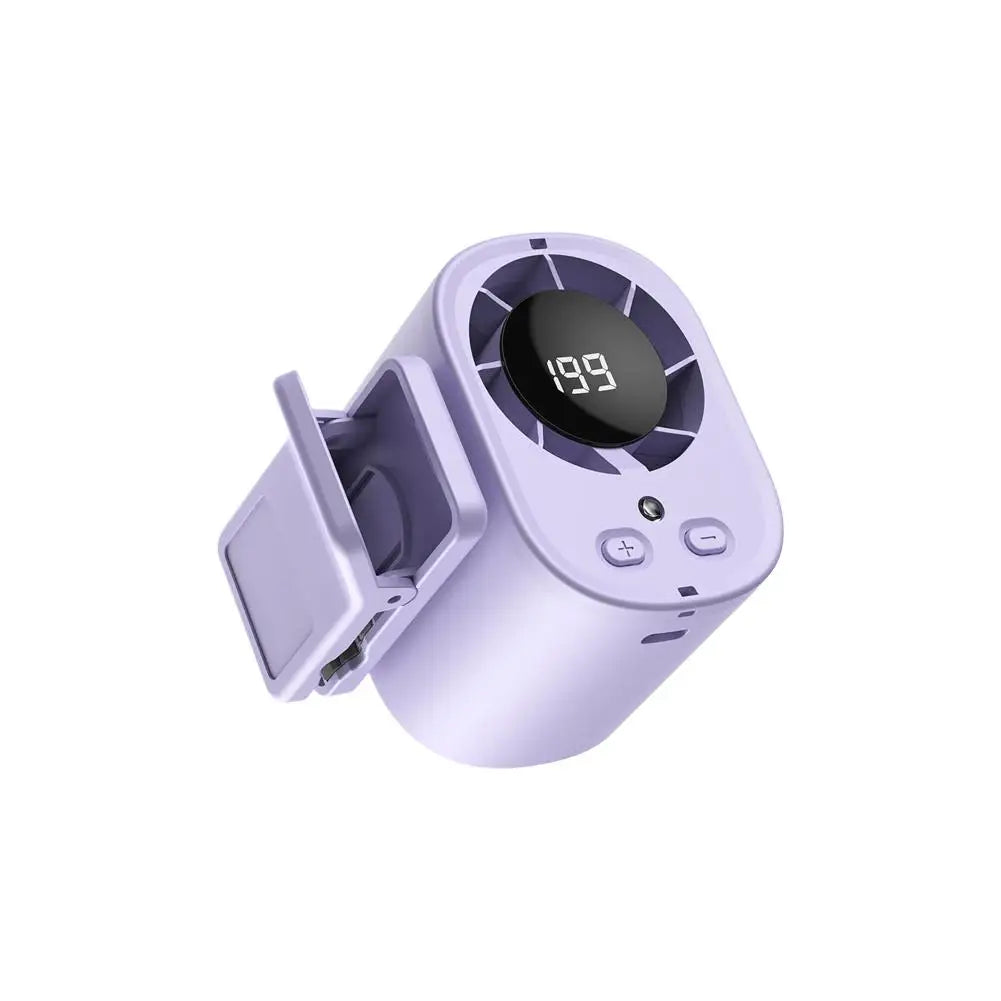 Portable USB Neck Fan Clip On Waist Hanging Mini Air Cooler Outdoor Digital Display Strong Cool Wind Multi Function Battery Fan