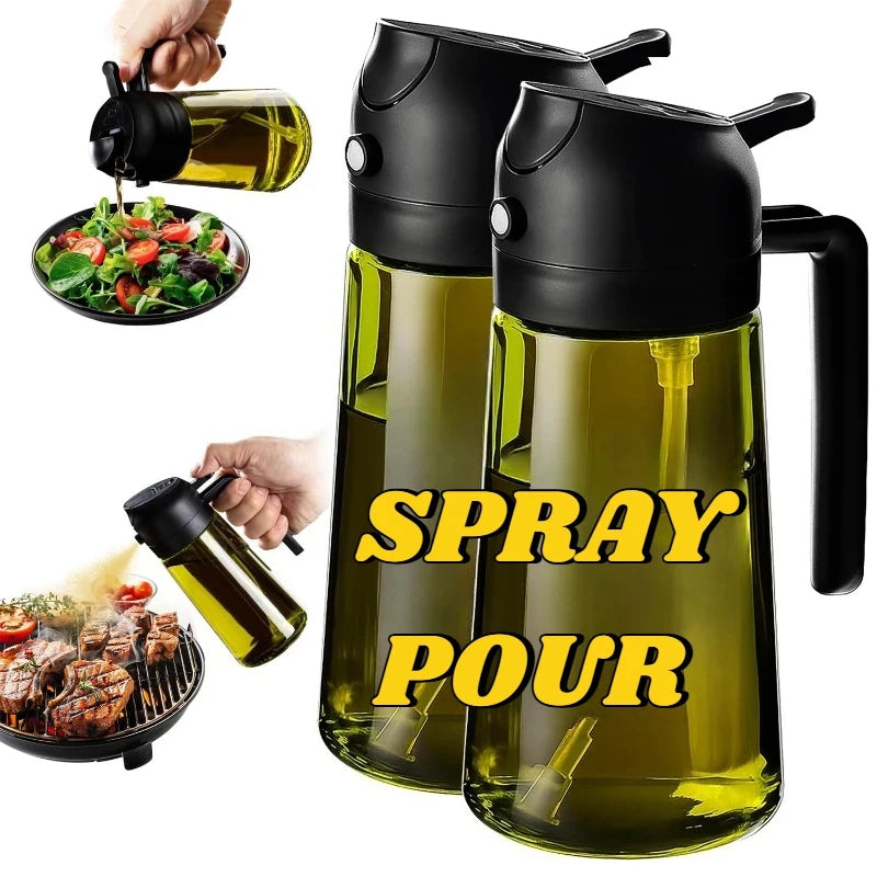 Oil Spray Bottle Oil Cruet Dispenser  Kitchen Items and Accessories 500ml Oil Spray for Cooking Plastics Spray Pour Camping BBQ