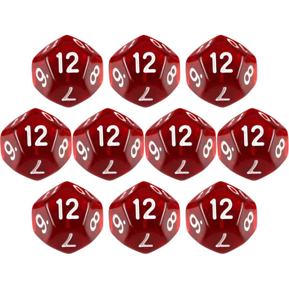 10pcs/set Polyhedral 12 Sided Dice Transparent D12 Dice for DND TRPG Table Game Entertainment Supplies