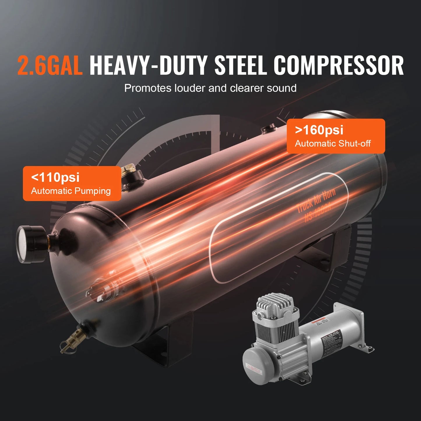 SucceBuy Train Horns Kit 4 Trumpet Air Horn Kit 150dB Train Horns 12V 120 psi Air Compressor for Car Truck Train Van Boat Pickup