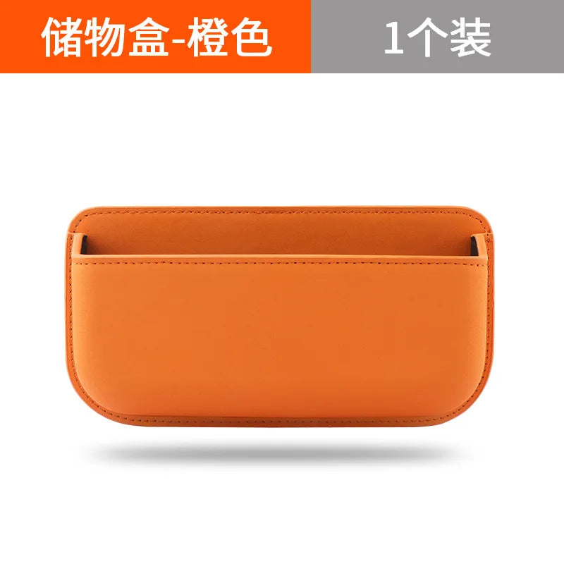 Car Side Storage Box PU Leather Car Side Pocket Organizer Self-Adhesive Car Seat Gap Organizer Automotive Sunglass Holder