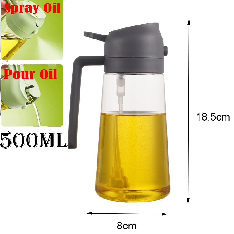 Oil Spray Bottle Oil Cruet Dispenser  Kitchen Items and Accessories 500ml Oil Spray for Cooking Plastics Spray Pour Camping BBQ