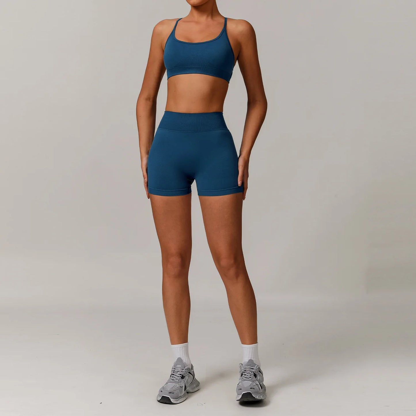 Seamless Women Yoga Suit 2pieces Fitness Gym Clothing Sports Set Sports Underwear High Waist Shorts Gym Workout Running Yoga Set