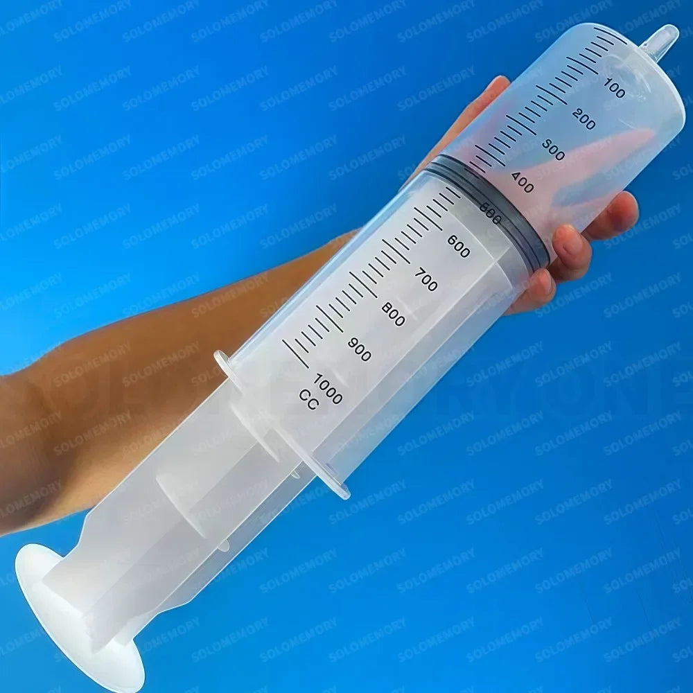 Set of 3Pcs Plastic Syringes, Capacity 1000ml 550ml 350ml 200ml 100ml 60ml 20ml 10ml, Suitable for Laboratory Dispensing Cartri