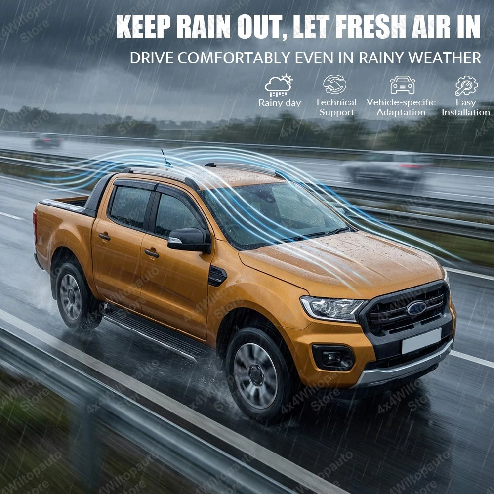 Window Deflector Sun Rain Guards For Ford Ranger T6 T7 T8 2012-2022 Wildtrak XL XLT XLS Window Visor Car Exterior Accessories