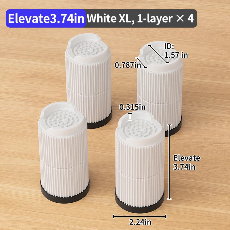 Multi-Purpose Round Furniture Risers | Non-Slip, Quiet & Moisture-Proof Height Extenders for Beds, Sofas, Tables