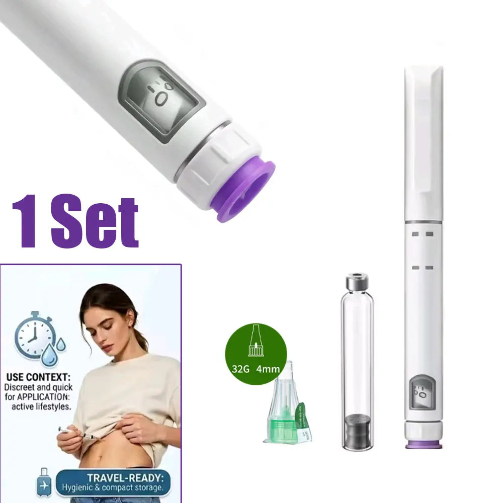 Disposable Sterile Injection Pen Insulin Injection Pen Adjustable Growth Hormone Dose 60U with 3ml Cartridges & 32G 4mm Pen Tip