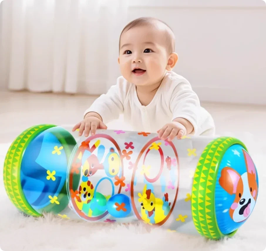Inflatable Baby Crawling Roller Toy with Rattle and Ball PVC Early Development Fitness Toys Early Educational Toy For Children