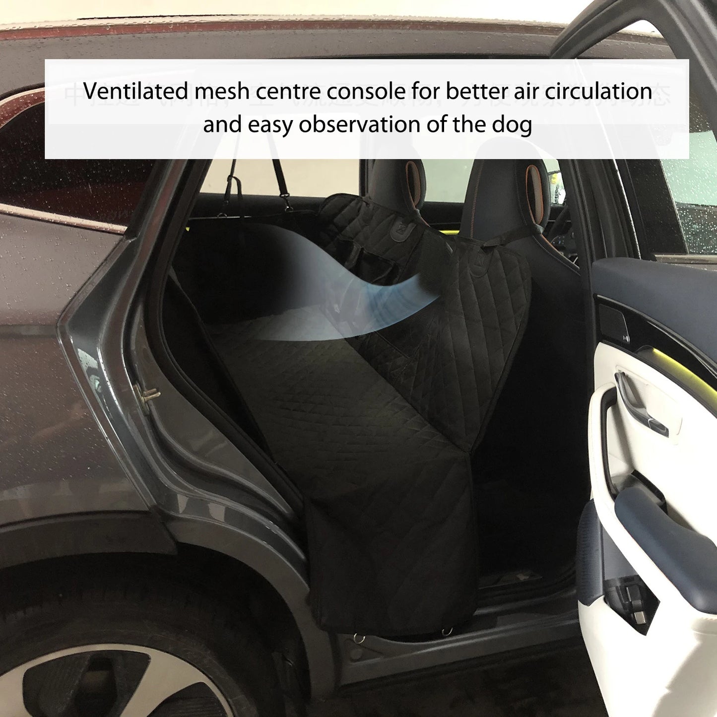 NonSlip Protector Mat with Mesh Window and Side Protection Dog Hammock Car Rear Seat Protection Cover for Cars/Trucks/SUV
