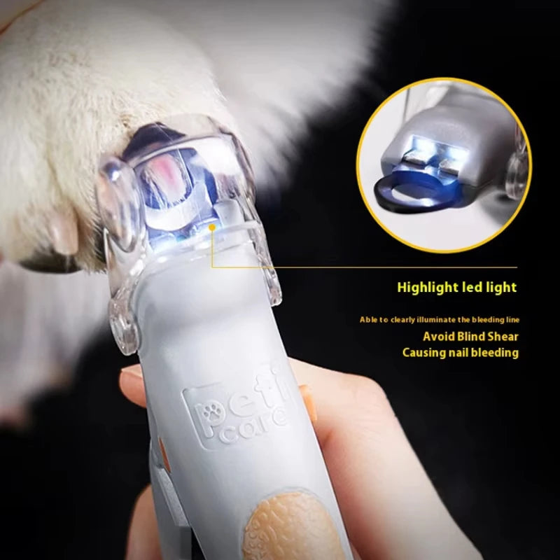 LED Light Pet Nail Clippers for Cats Dogs Nail Polishing Cleaning Grooming Supplies