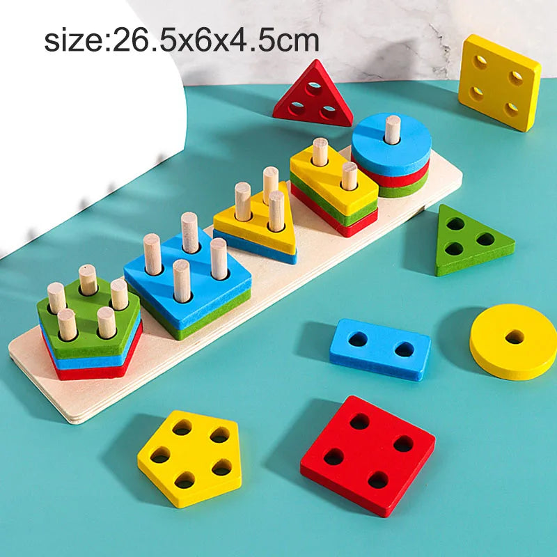 Wooden Puzzle Montessori Toys for Baby 1 2 3 Years Old Kids Alphabet Number Shape Matching Games Children Early Educational Toys