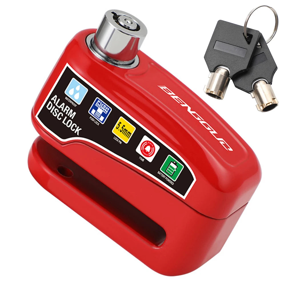 Motorcycle Alarm Wheel Disk Brake Lock with Keys Bicycle Alarm Disc Brake Electric Lock Anti Theft Motorcycle Bike Accessories