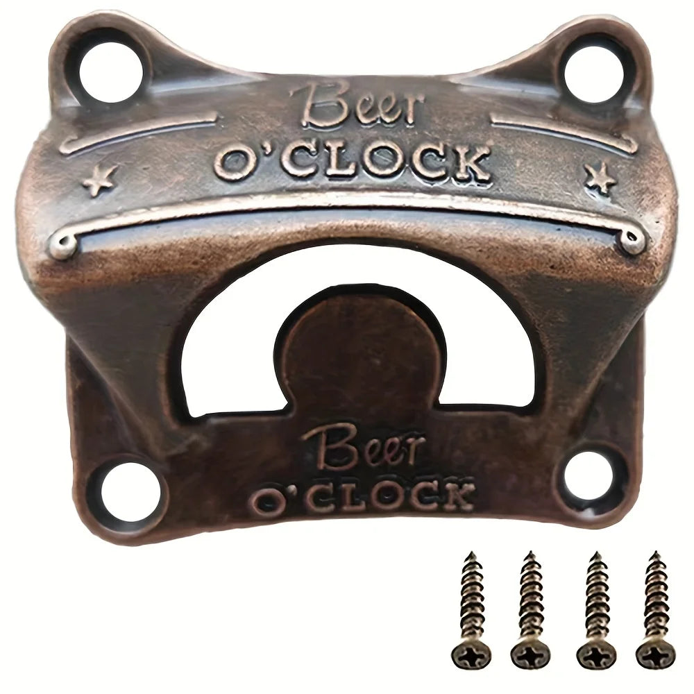 1/5/10pcs"Beer O' Clock" Bottle Opener Wall Mounted Retro BBQ DIY Solid Beer Opener Tools Bar Decorative  Opener Kitchen Gadgets