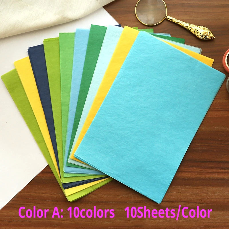 100 Sheets/bag 21X14cm Colorful Tissue A5 Wine Wrapping Papers DIY Folding Craft Paper Party Wedding Home Decor Packing 2030