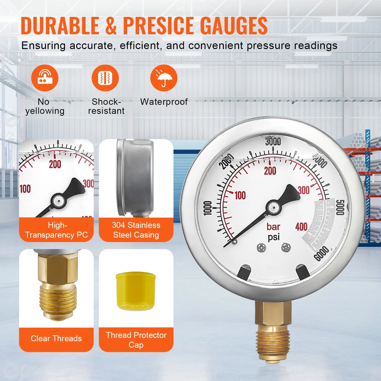 SucceBuy Hydraulic Pressure Test Kit Excavator Hydraulic Test Gauge Set with Carrying Case for Excavator Tractors Machinery