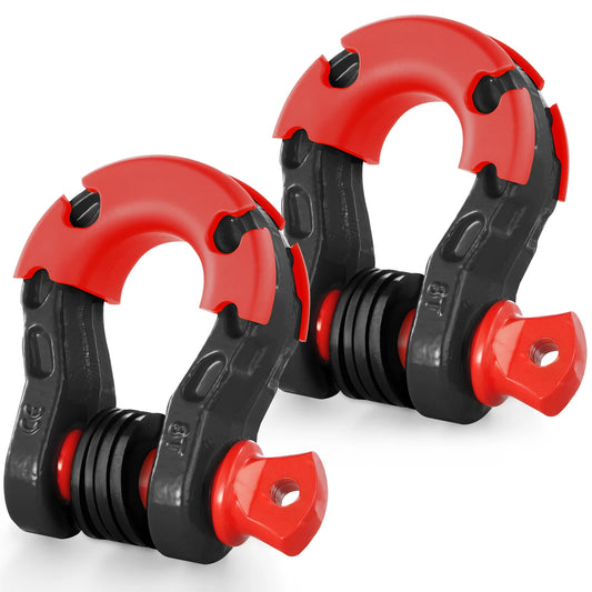 SucceBuy 2pcs 3/4" D-Ring Shackle U-Hook Loop Shackles with 7/8"Screw Pin Isolators & Washers for Jeep Off Road Vehicle Recovery