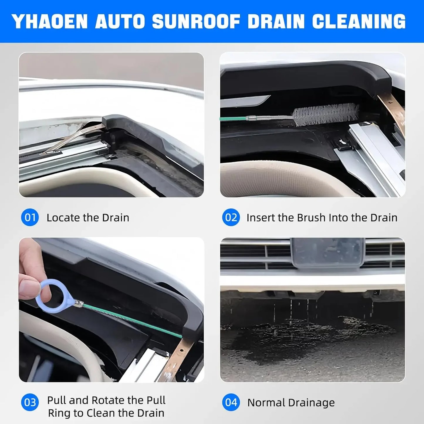 3/5m Drain Hole Cleaning Brush Flexible Car Drain Dredge Sunroof Cleaning Scrub Brush Tool Accessories Skylight Drain Pipe Brush