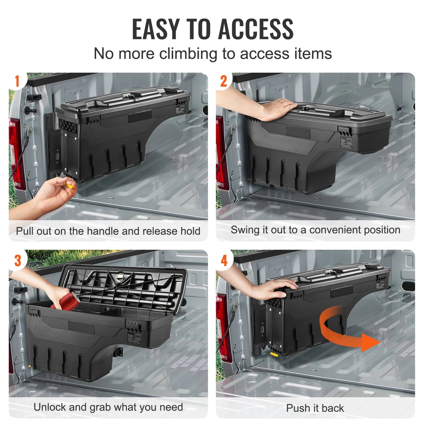 SucceBuy Truck Bed Storage Box Lockable Lid Waterproof ABS Wheel Well Tool Box 6.6Gal Compatible with Chevrolet 1500 2019-2020