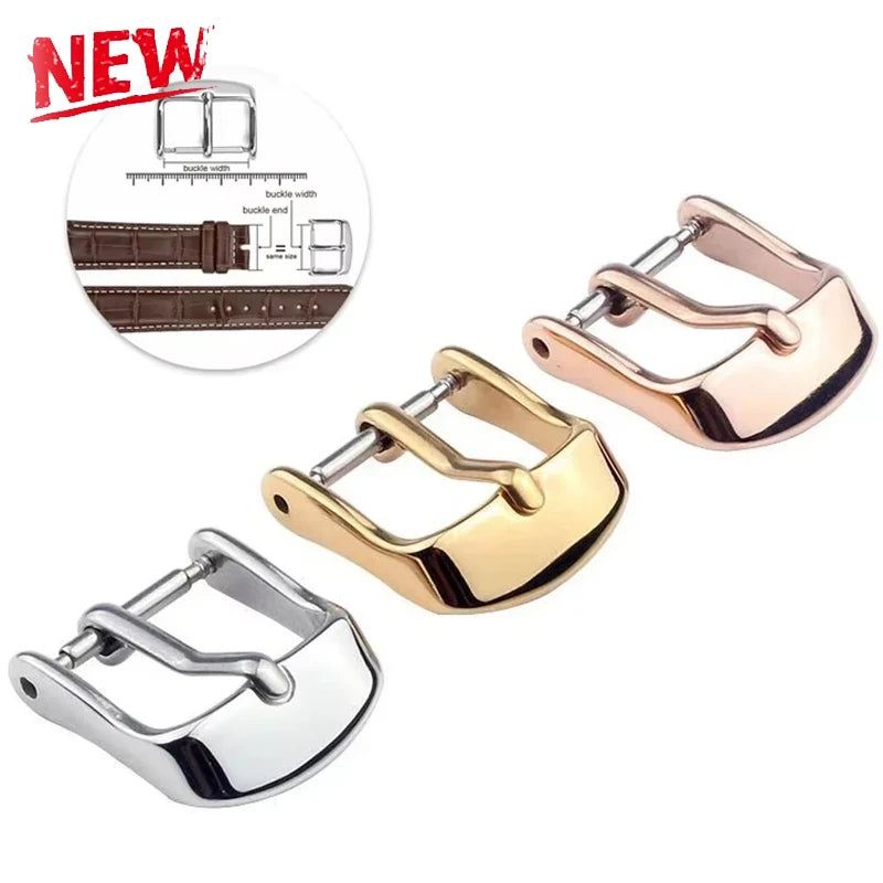 Stainless Steel Watch Buckle for Leather Strap Pin Buckle Strap Buckle Black Silver Rose Gold Strap Accessories Duck Tongue Clip