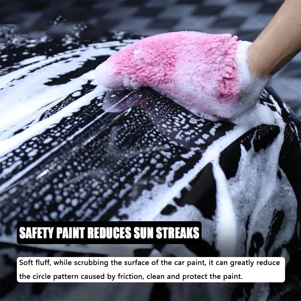 Double Sided Thick Plush Car Cleaning Gloves Ultra-fine Fiber Water Absorbing Cleaning Coral Fleece Large Car Wash Gloves