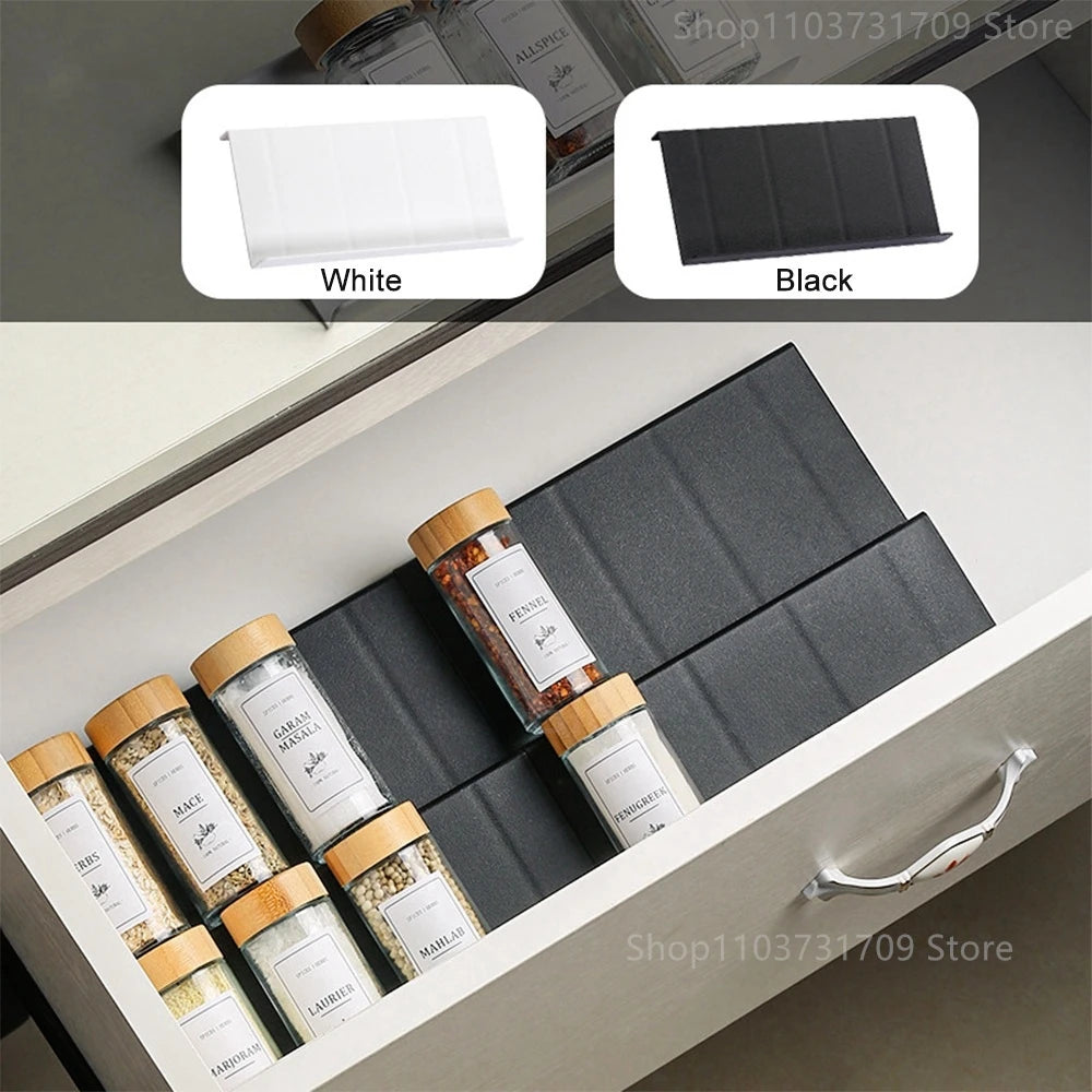 Spice Drawer Organizer Adjustable Spice Rack for Spice Jars 4 Layers Kitchen Spice Drawer Shelf Cabinet Pantry Kitchen Organizer