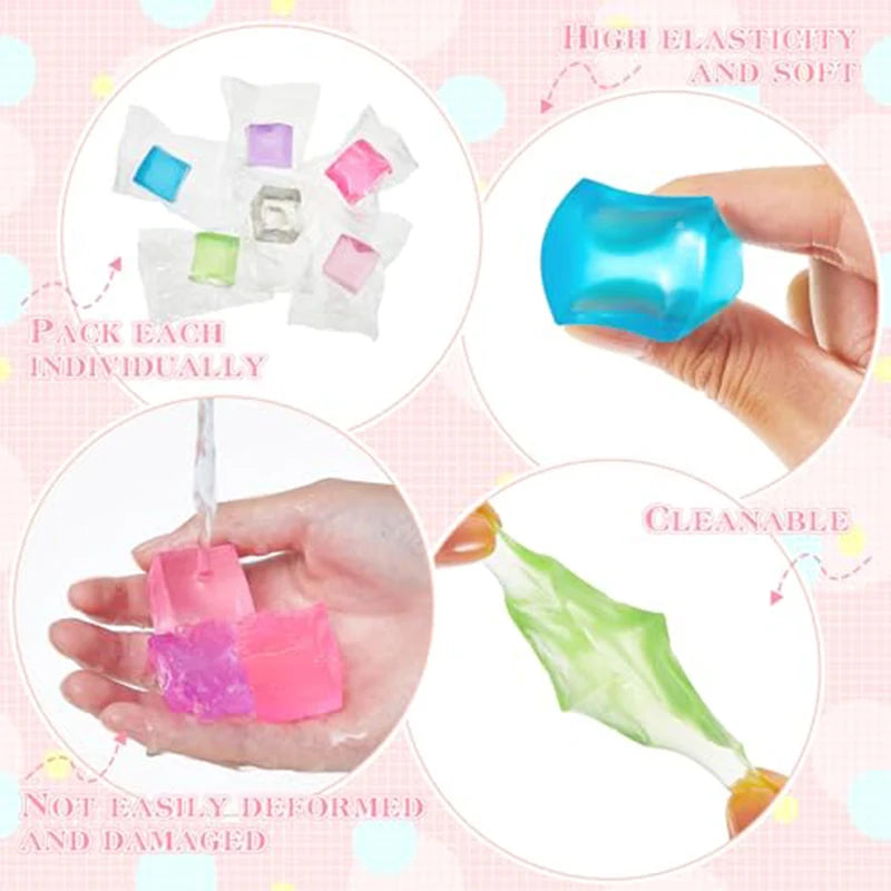 10/30/50PCS Ice Cube Square Sensory Toy Stress Ball Mochi Squishies Squeeze Toys for Adults Kids Summer Toys Party Favors