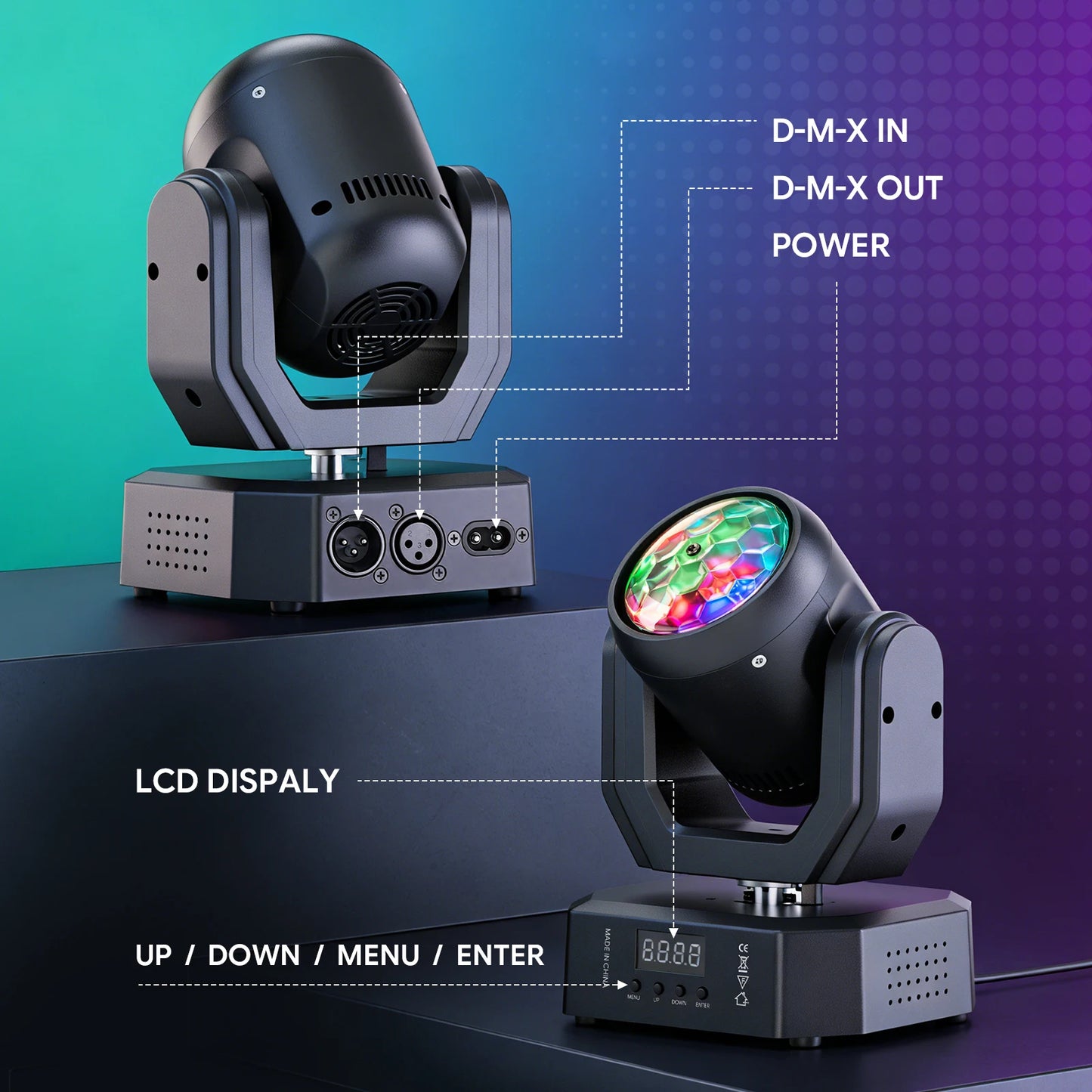 Yiflamefly 1/2/4Pcs Mini 30W Moving Head Beam Lights R/G/W/G/Y/Cyan LED Stage Lights With Magic Ball Effects For Party KTV Bar