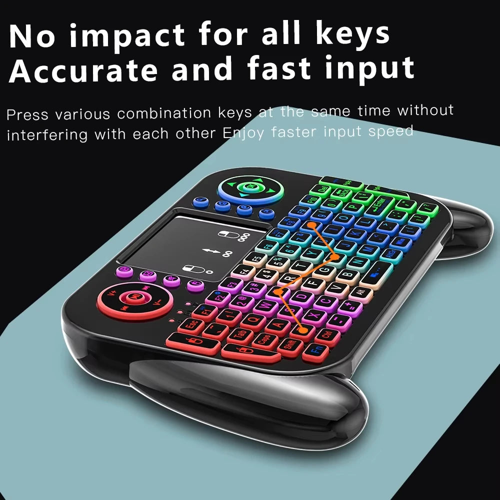 2.4G Wireless Keyboard with Touchpad RGB Backlit Keyboard Rechargeable Mini Keyboard Bluetooth 5.0 Keyboard for Android TV Box