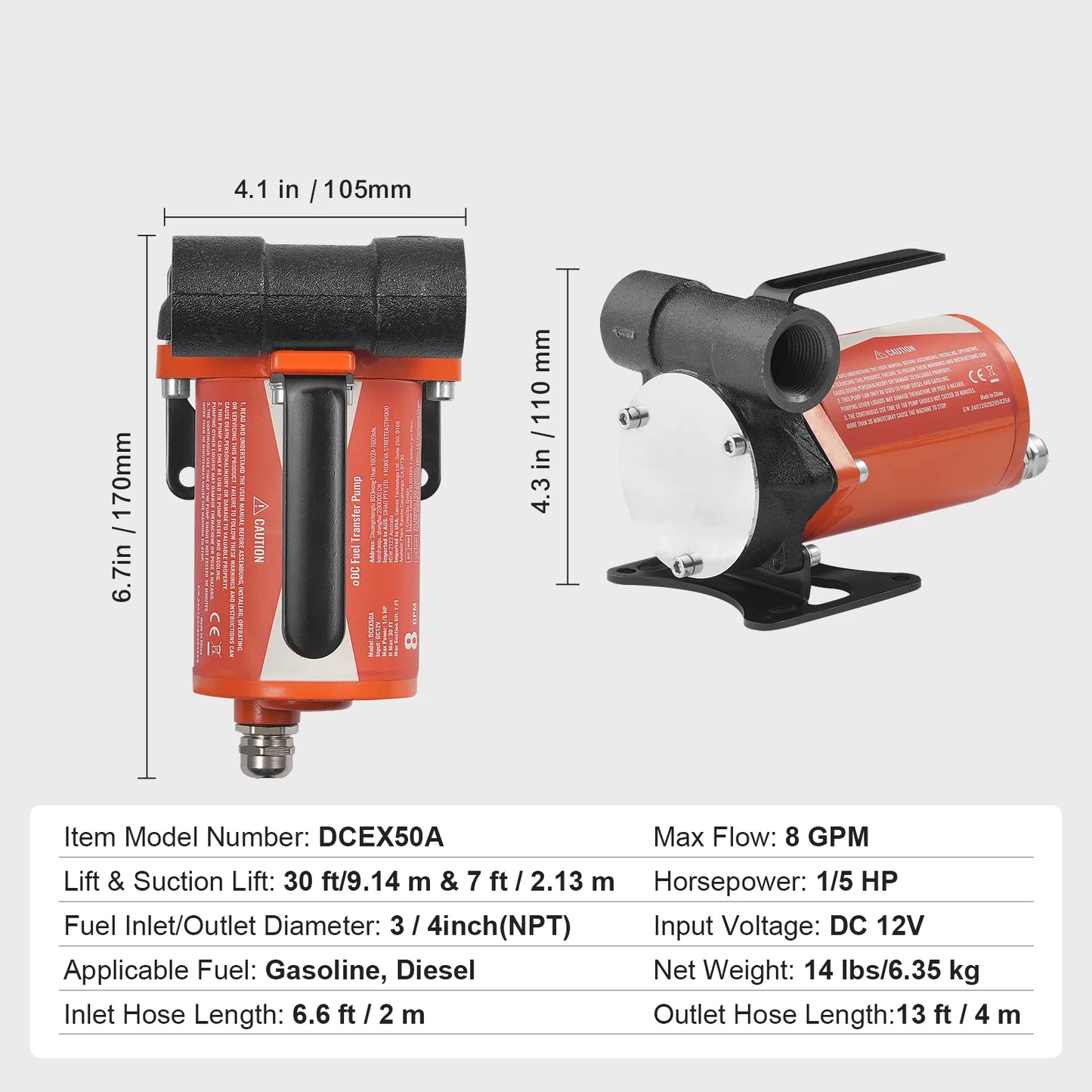 SucceBuy Fuel Transfer Pump 12V DC Portable/Gear-Type Electric Diesel Transfer Pump for Diesel Gasoline Kerosene Methanol Blends
