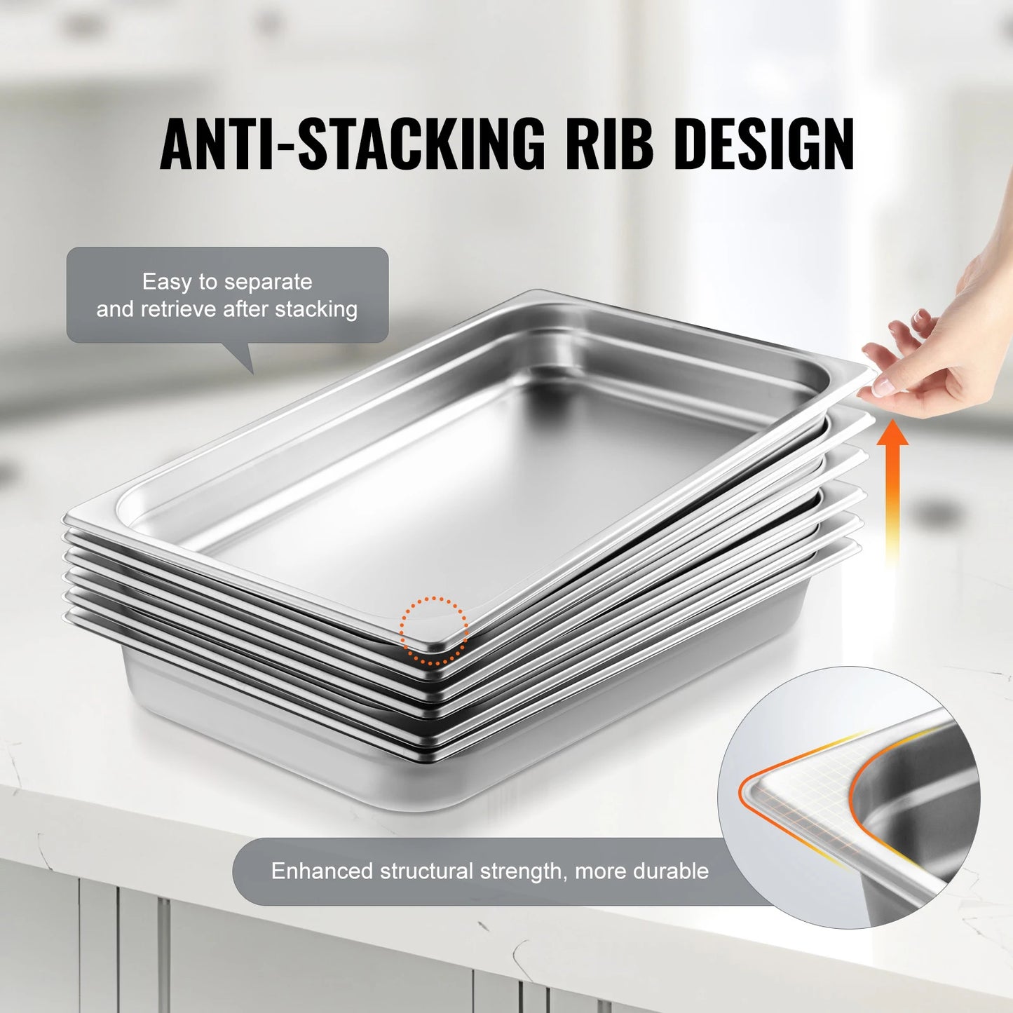SucceBuy Buffet Chafing Dishes 8.5L20L Gastronorm Pans Steam Table Pans Tray Stainless Steel Food Container for Party BBQ Baking