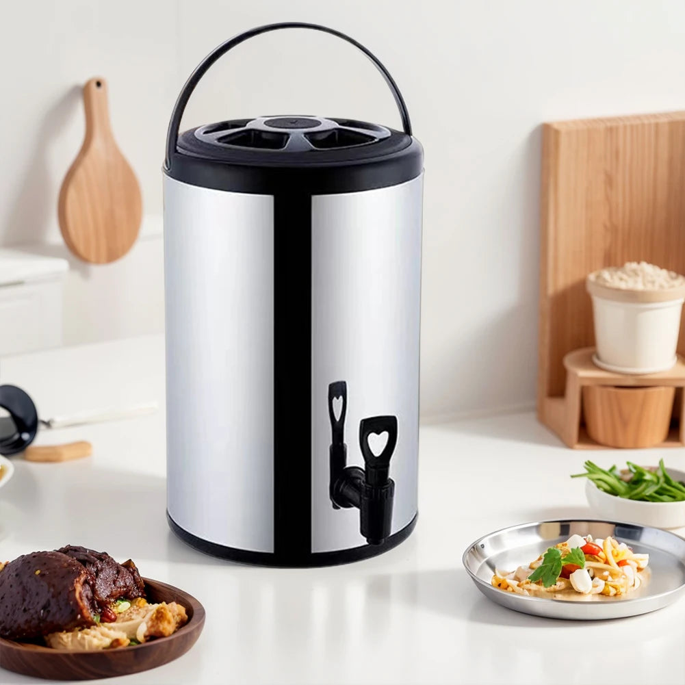 Stainless Steel Beverage Dispenser 6L/8L with Faucet Insulated Beverage Dispenser Hot Coffee Insulated Barrel for Hot Beverages
