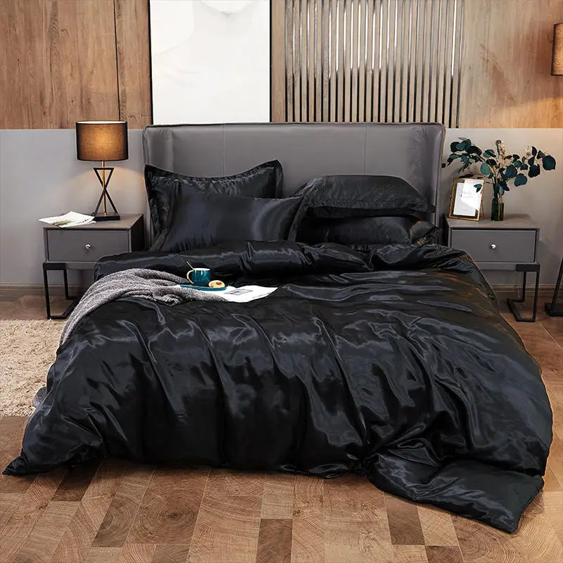 Summer Smooth Satin Duvet Cover No Pillowcases Comfy Shiny Couple Bed Quilt Cover Nordic Double Bed Sheet 150 220x240