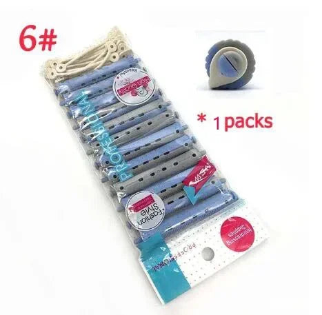 New 12 pcs Salon Rubber Band Hair Rollers Set Cold Perm Rods Curler Bars Hair Clip Curling Fluffy Wavy Hair Maker Styling DIY