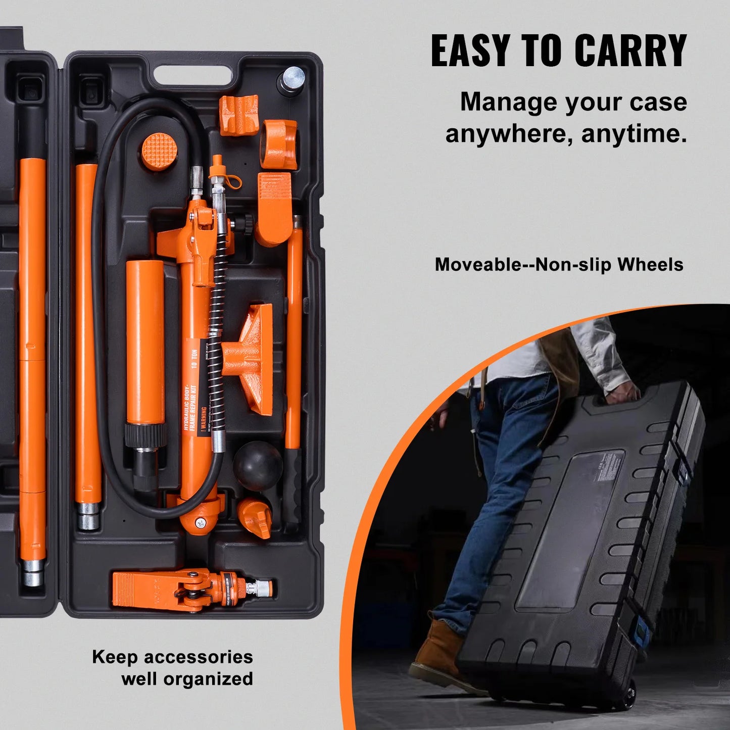 SucceBuy 10Ton Hydraulic Jack Air Pump Lift Ram Body Frame Porta Power Repair Kits Multi-functional Auto Body Frame Repair Kits