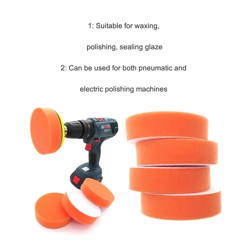 5/6inch Car Buffing Polishing Pads Flat Foam Sponge Waxing Pad Kit Tool For Car Polisher Buffer Auto Care Buffing Pads-5/10Pcs